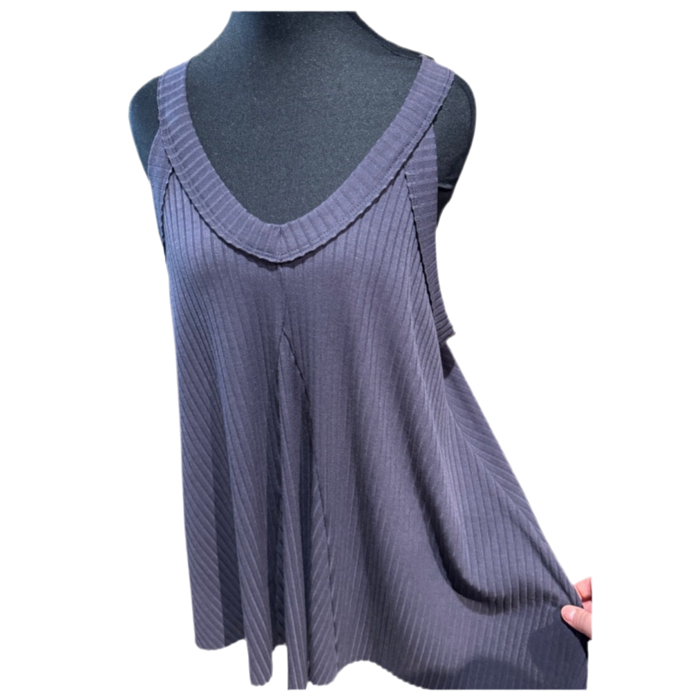 BUCKETLIST Blue Gray Flowy Tank Top