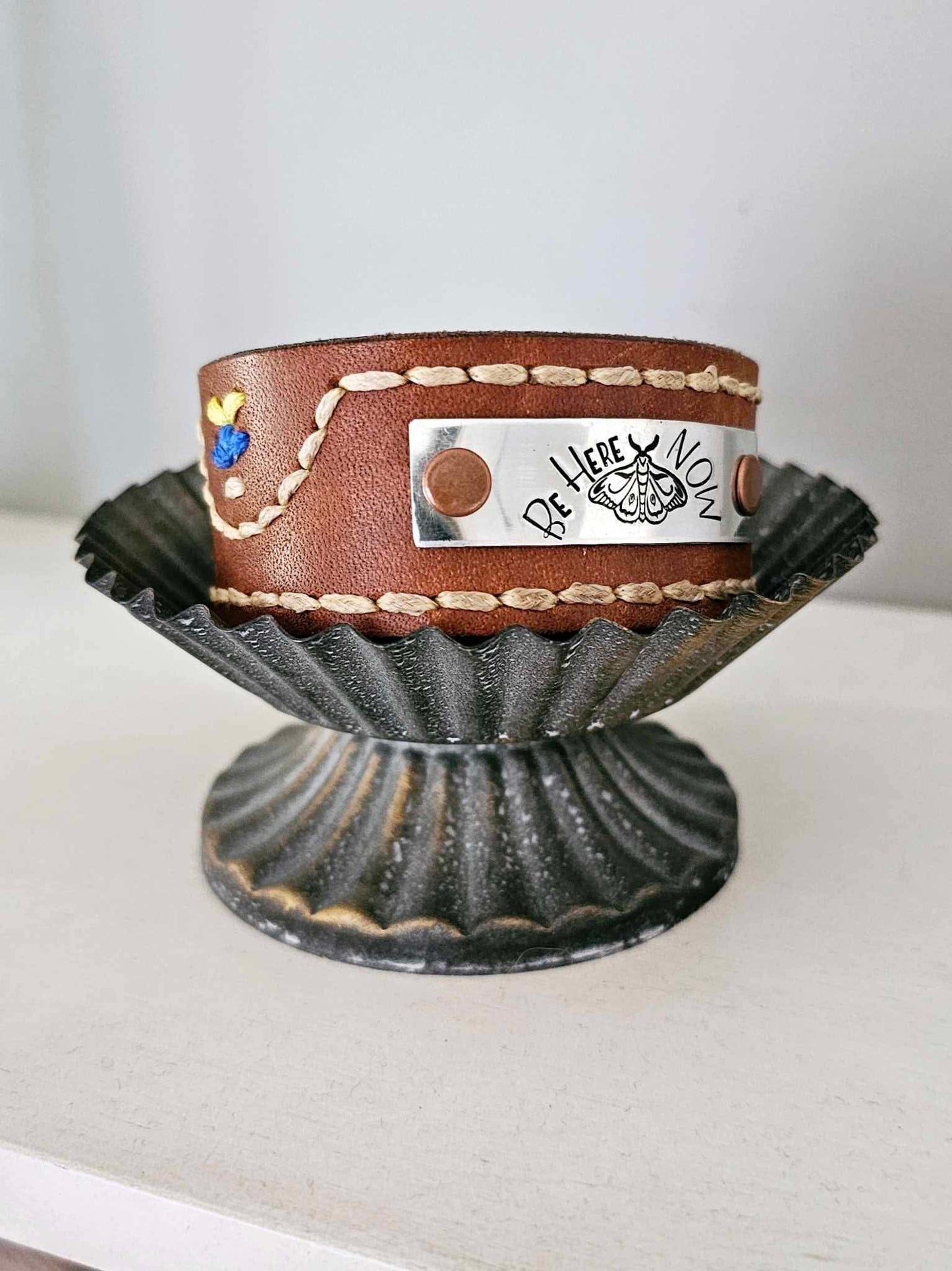Be Here Now Leather Cuff Bracelet