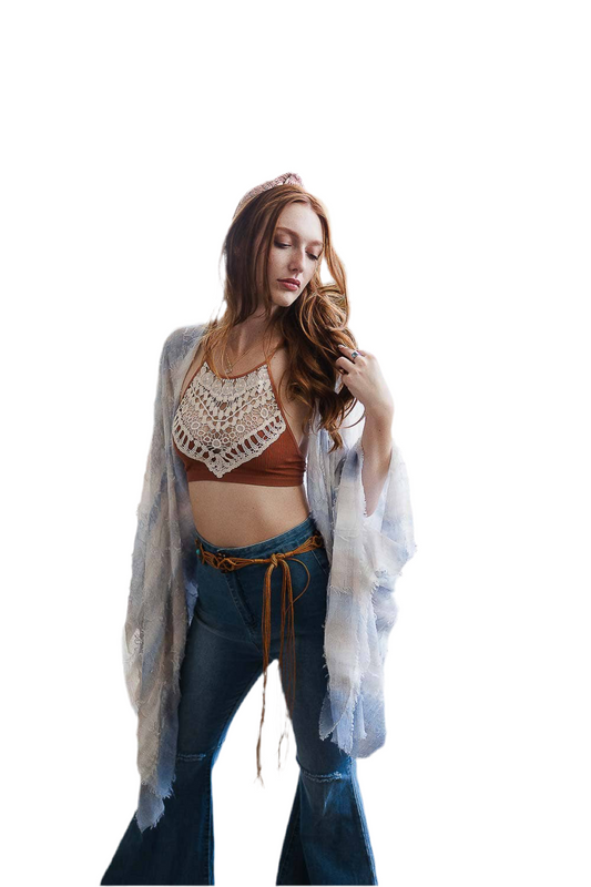 Crochet Lace High Neck Crop Top-Multiple Colors