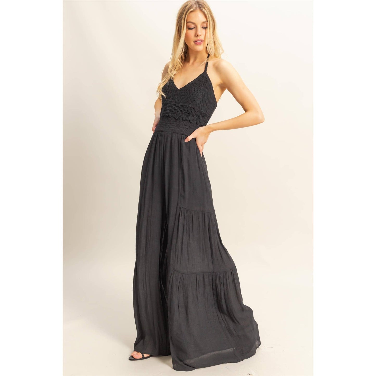 Halter Neck Crochet Wide Leg Jumpsuit (multiple colors)
