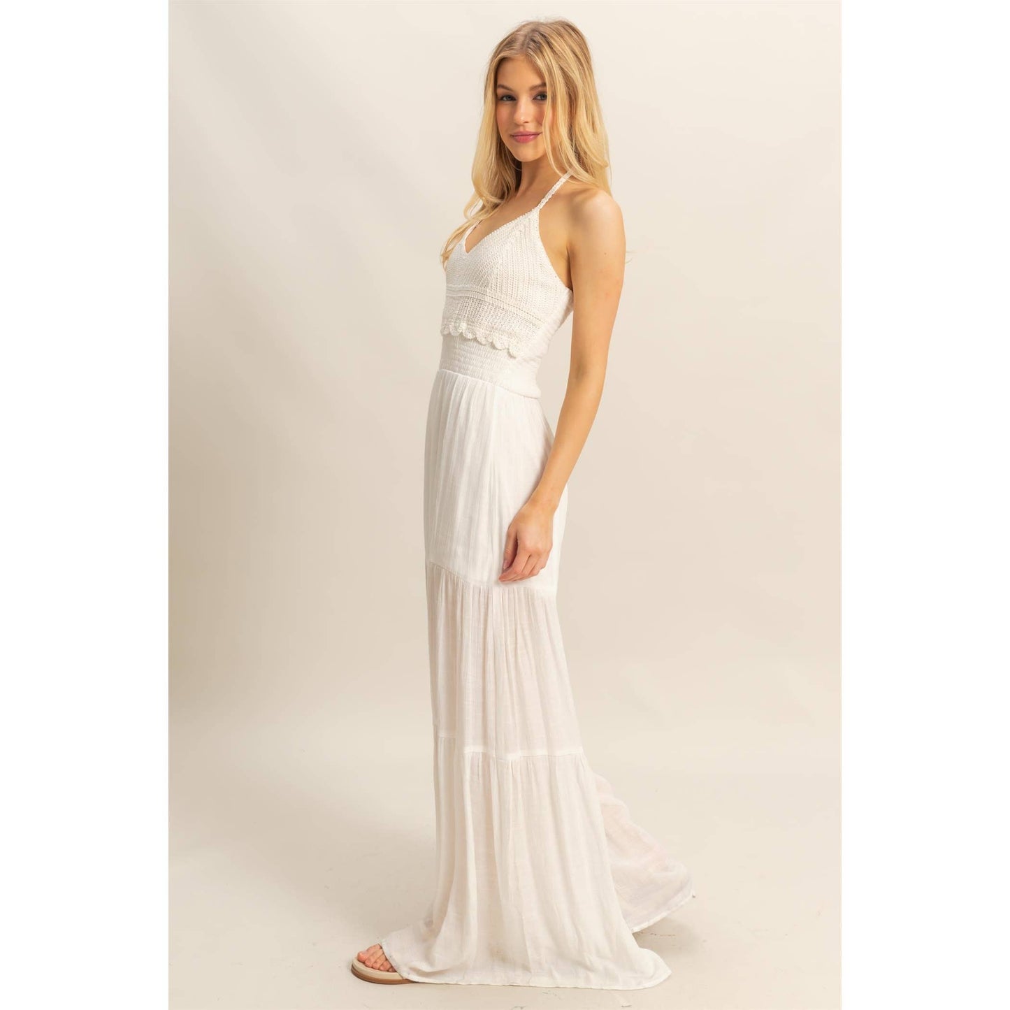 Halter Neck Crochet Wide Leg Jumpsuit (multiple colors)