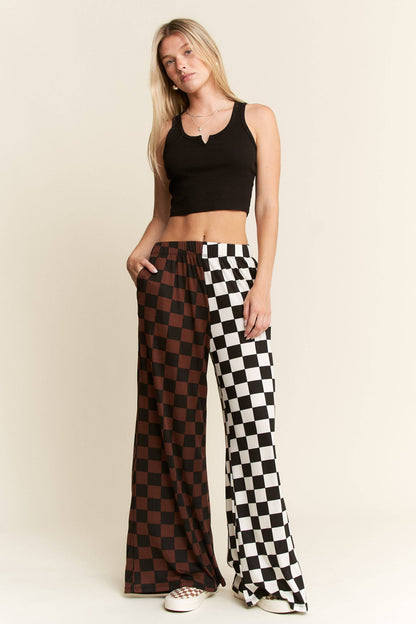 PLUS SIZE SPLIT DECISION CHECKERED PANTS