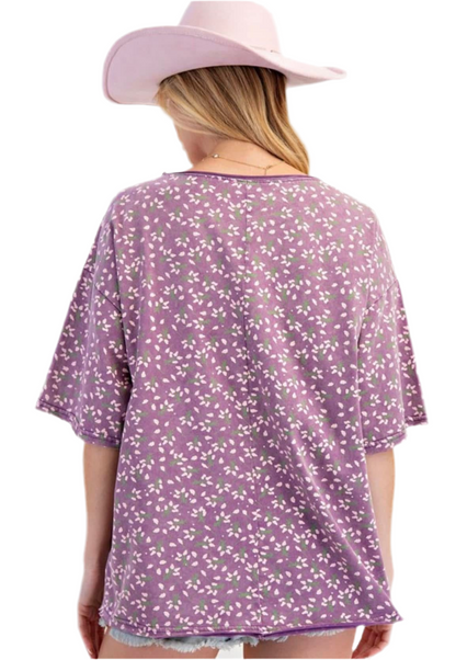 Purple Floral "Love" Tee