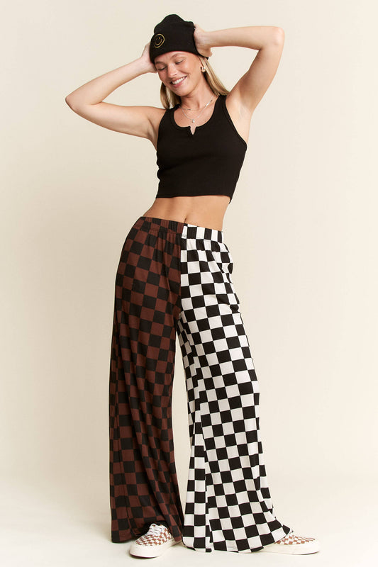 PLUS SIZE SPLIT DECISION CHECKERED PANTS