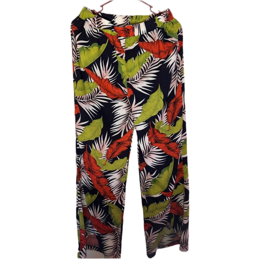 Tropical Leaf Print Pants