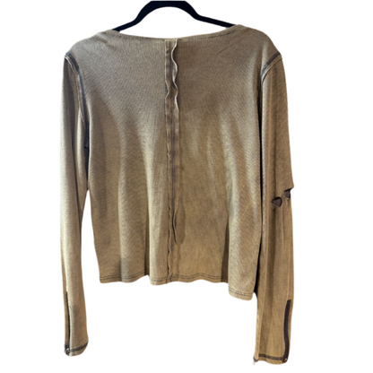 POL Distressed Olive Long Sleeve Top women's medium