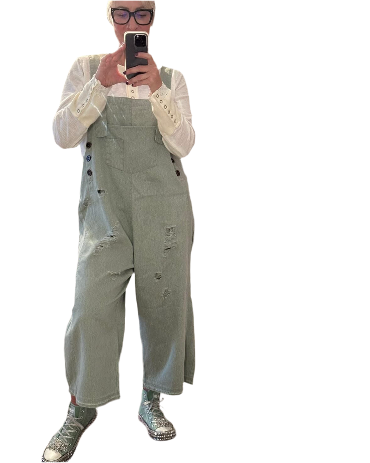 Multiple Colors Easel Cropped Oversized Overalls