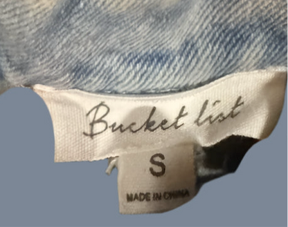 Distressed Bleached Long Denim Shorts - Small