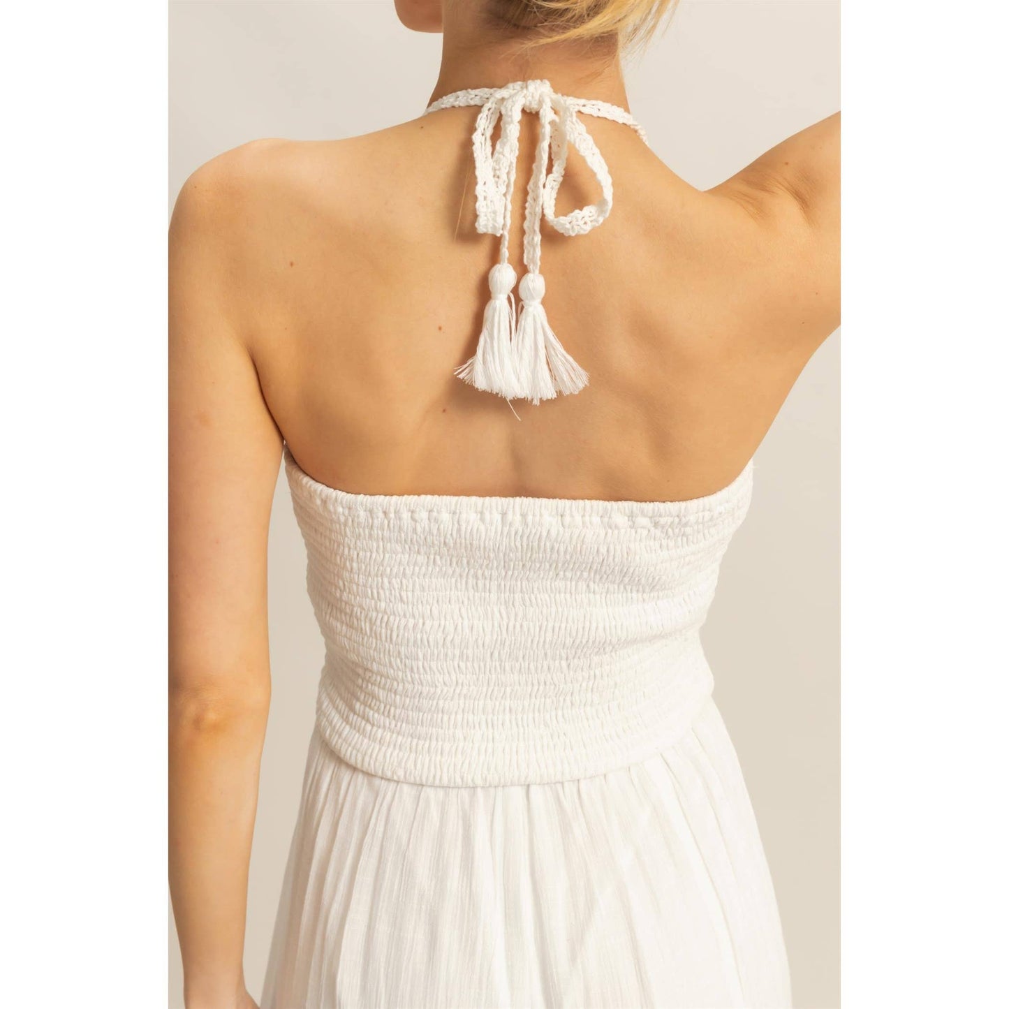Halter Neck Crochet Wide Leg Jumpsuit (multiple colors)