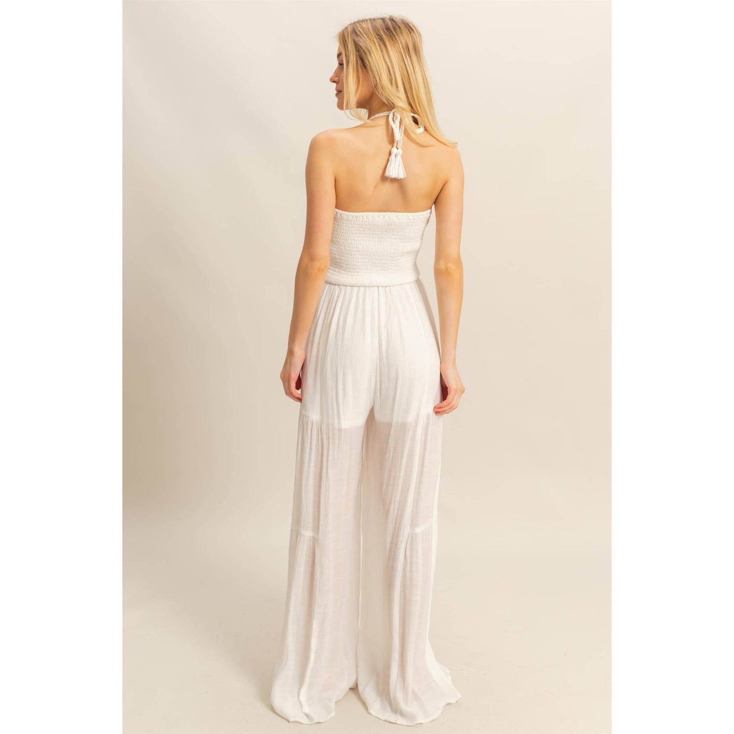 Halter Neck Crochet Wide Leg Jumpsuit (multiple colors)