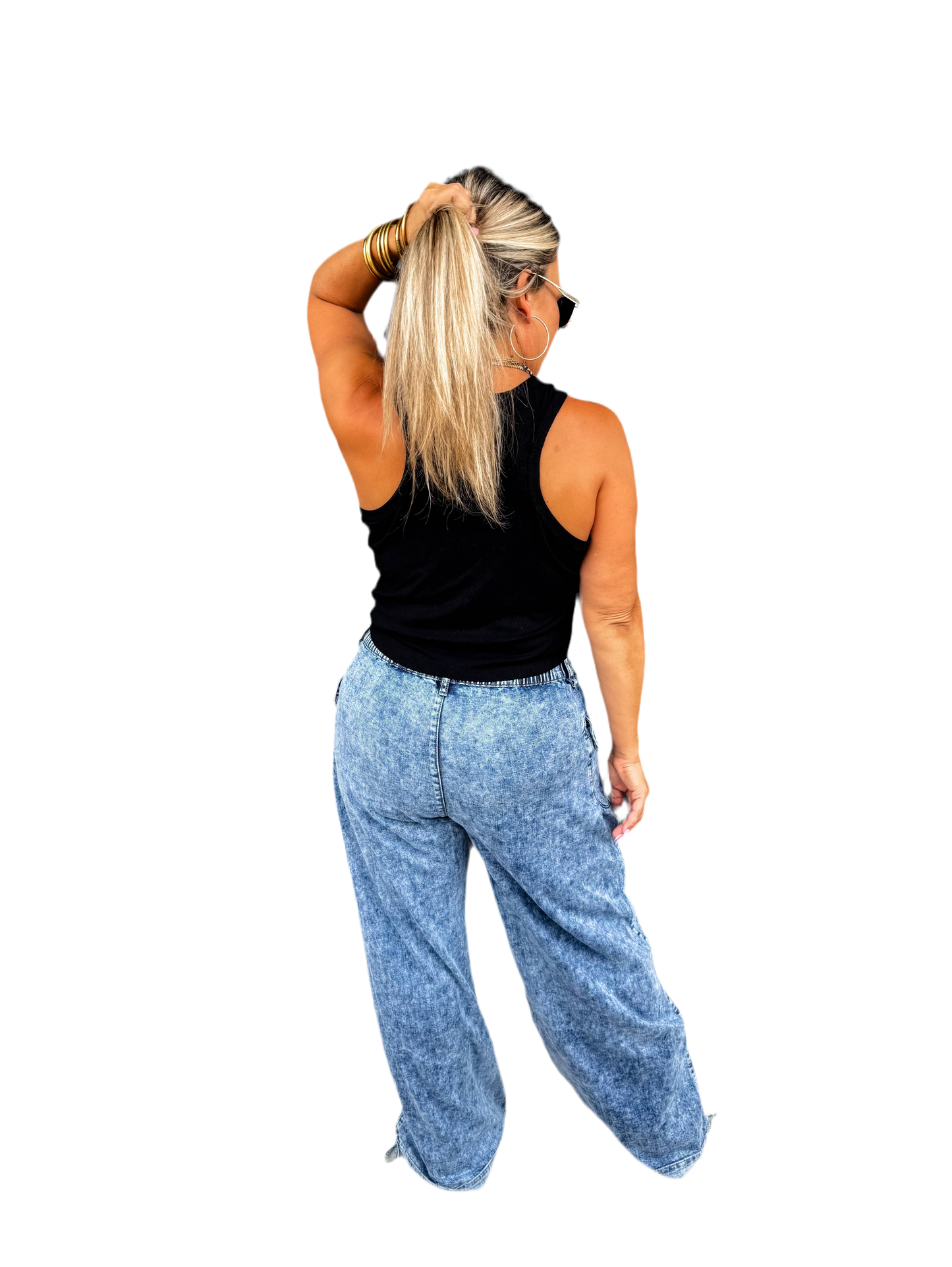 CHARLIE CINCH HEM WIDE LEG JEANS