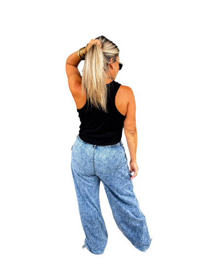 CHARLIE CINCH HEM WIDE LEG JEANS