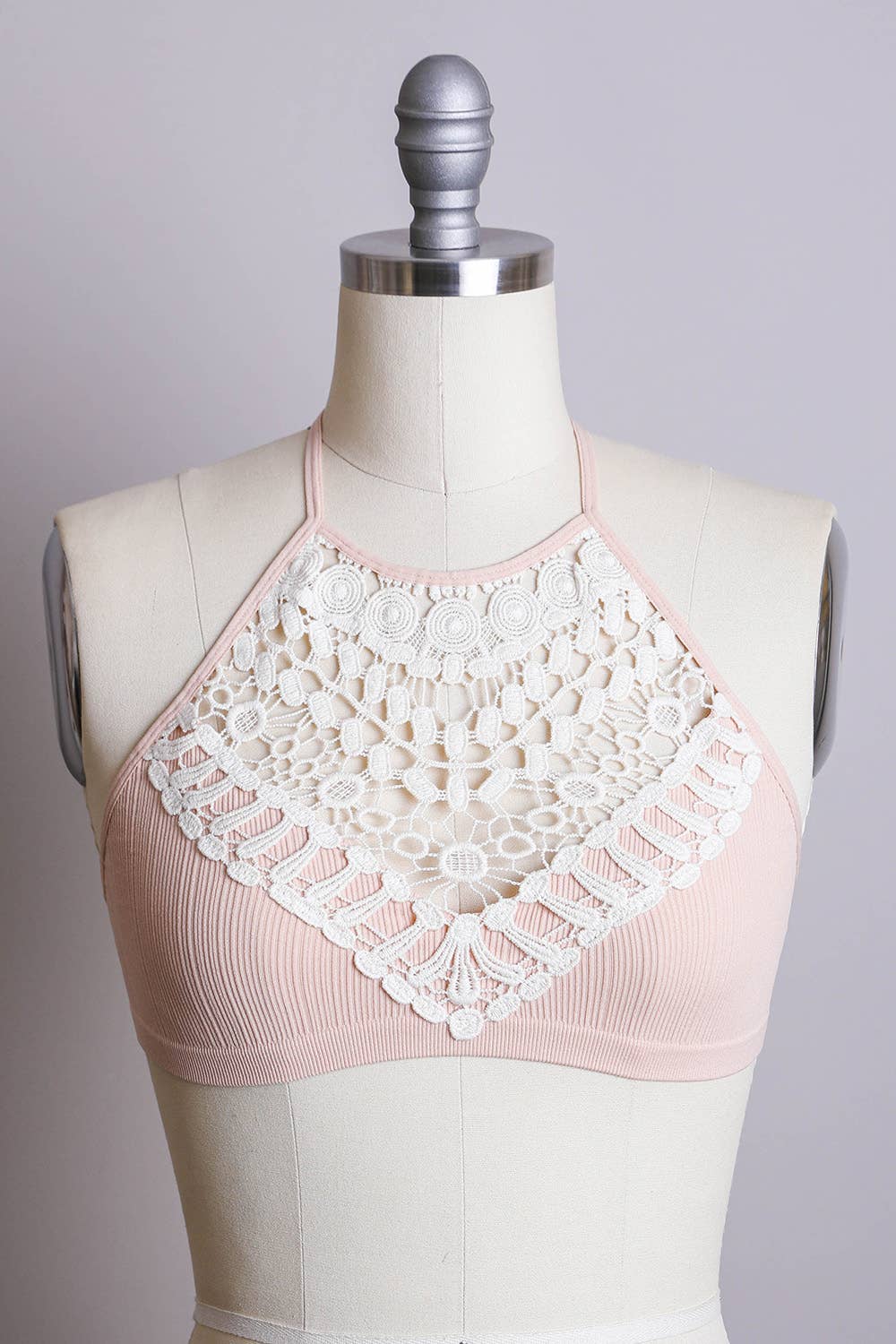 Crochet Lace High Neck Crop Top-Multiple Colors