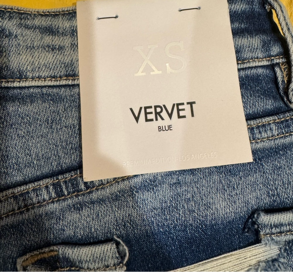 Distressed Blue Denim Shorts- Small