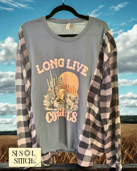 Long Live Cowgirls Upcycled Flannel Tee — SJ Original