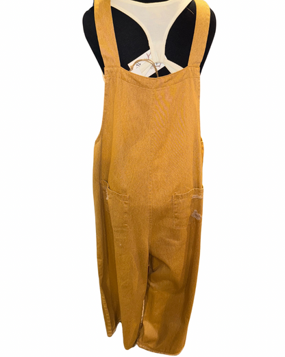 Multiple Colors Easel Cropped Oversized Overalls