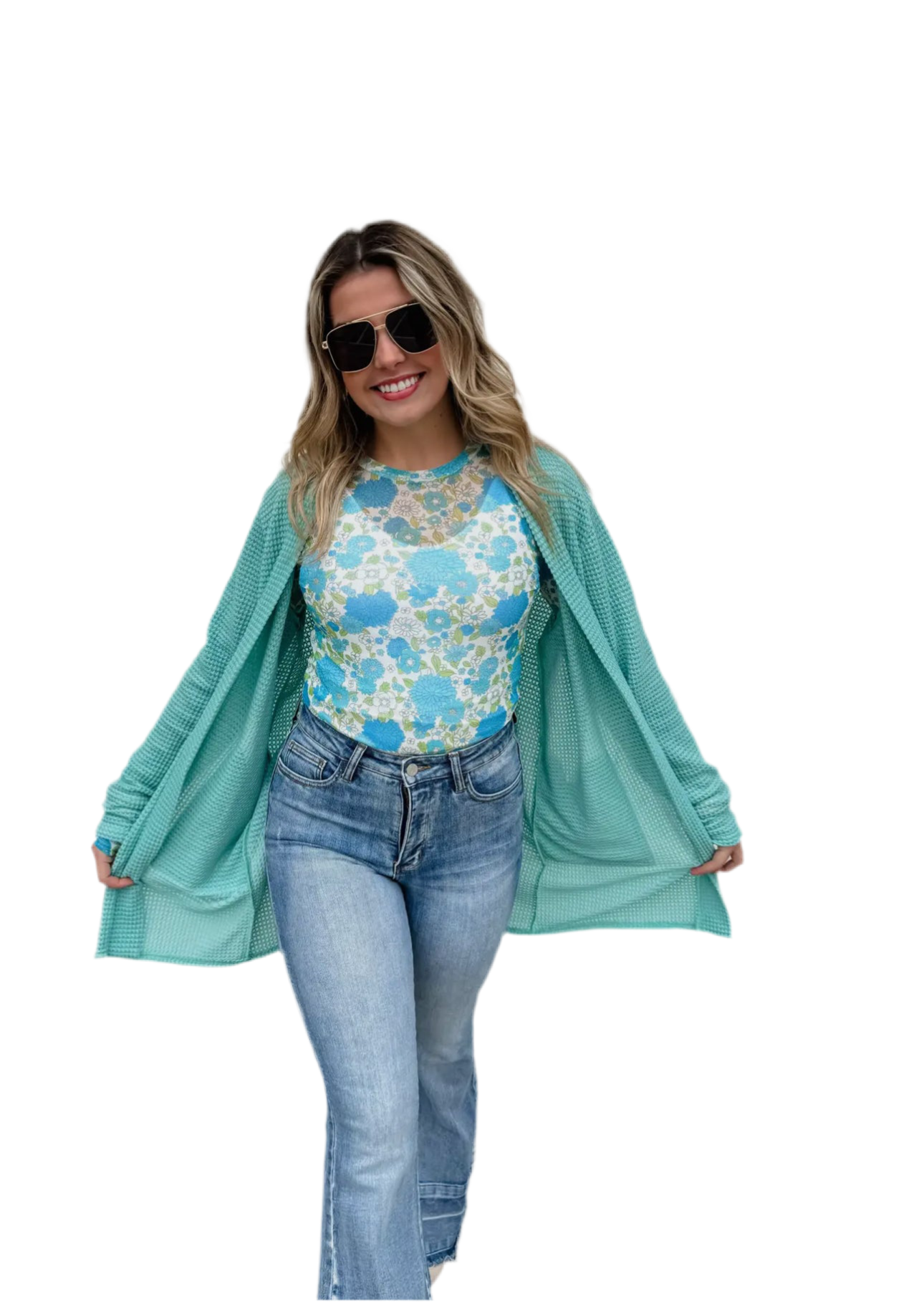 Floral Long Sleeve Mesh Top-Multiple Colors
