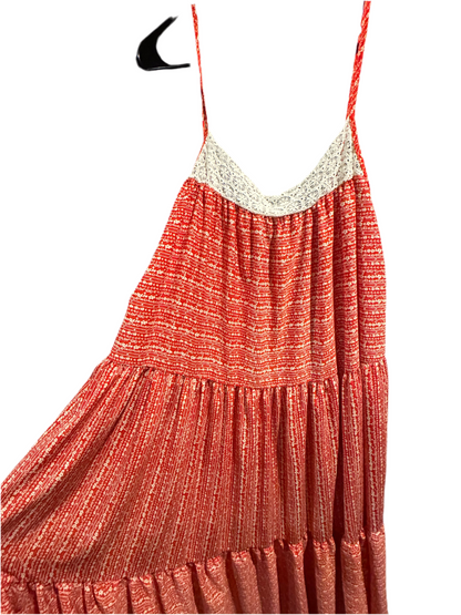 Flower and Lace Tiered Flowy Maxi Dress - small
