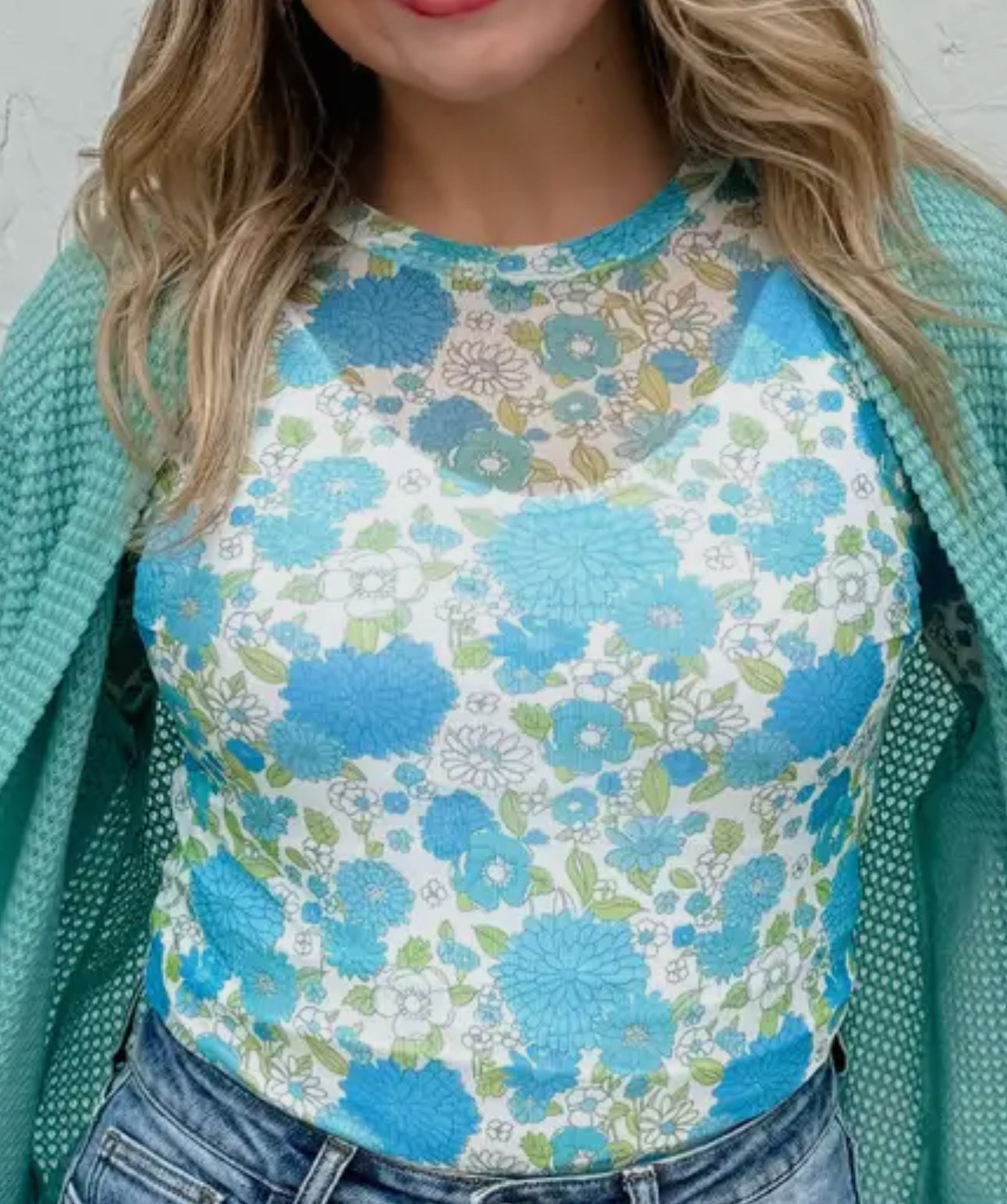 Floral Long Sleeve Mesh Top-Multiple Colors