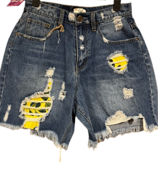 Easel Distressed Jean Shorts- Small