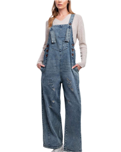 Multiple Colors Easel Cropped Oversized Overalls