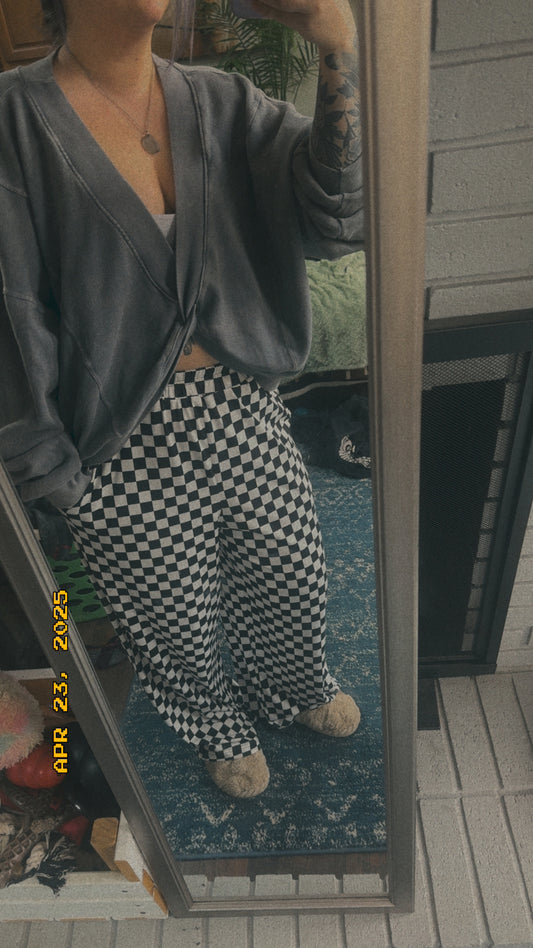 Black and White Checkered Pants -L/XL
