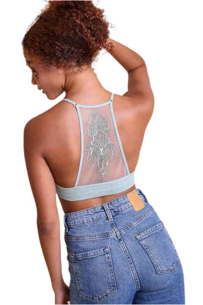 Tattoo Mesh Racerback Bralette - Multiple Colors