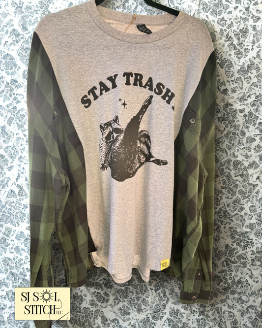 Stay Trashy Upcycled Flannel Tee — SJ Original