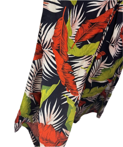 Tropical Leaf Print Pants