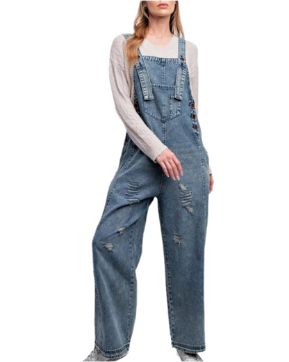 Multiple Colors Easel Cropped Oversized Overalls