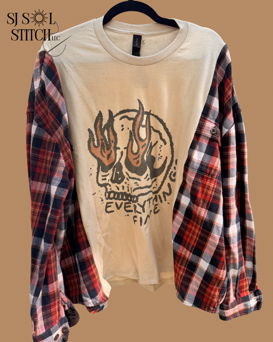 Everything's Fine Upcycled Flannel Tee — SJ Original