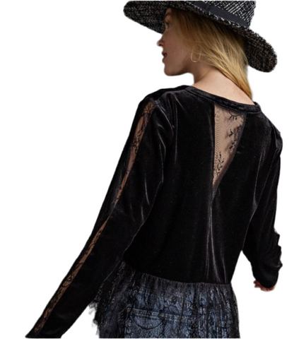 Elegant Velvet Lace Trim Blouse-Multiple Colors