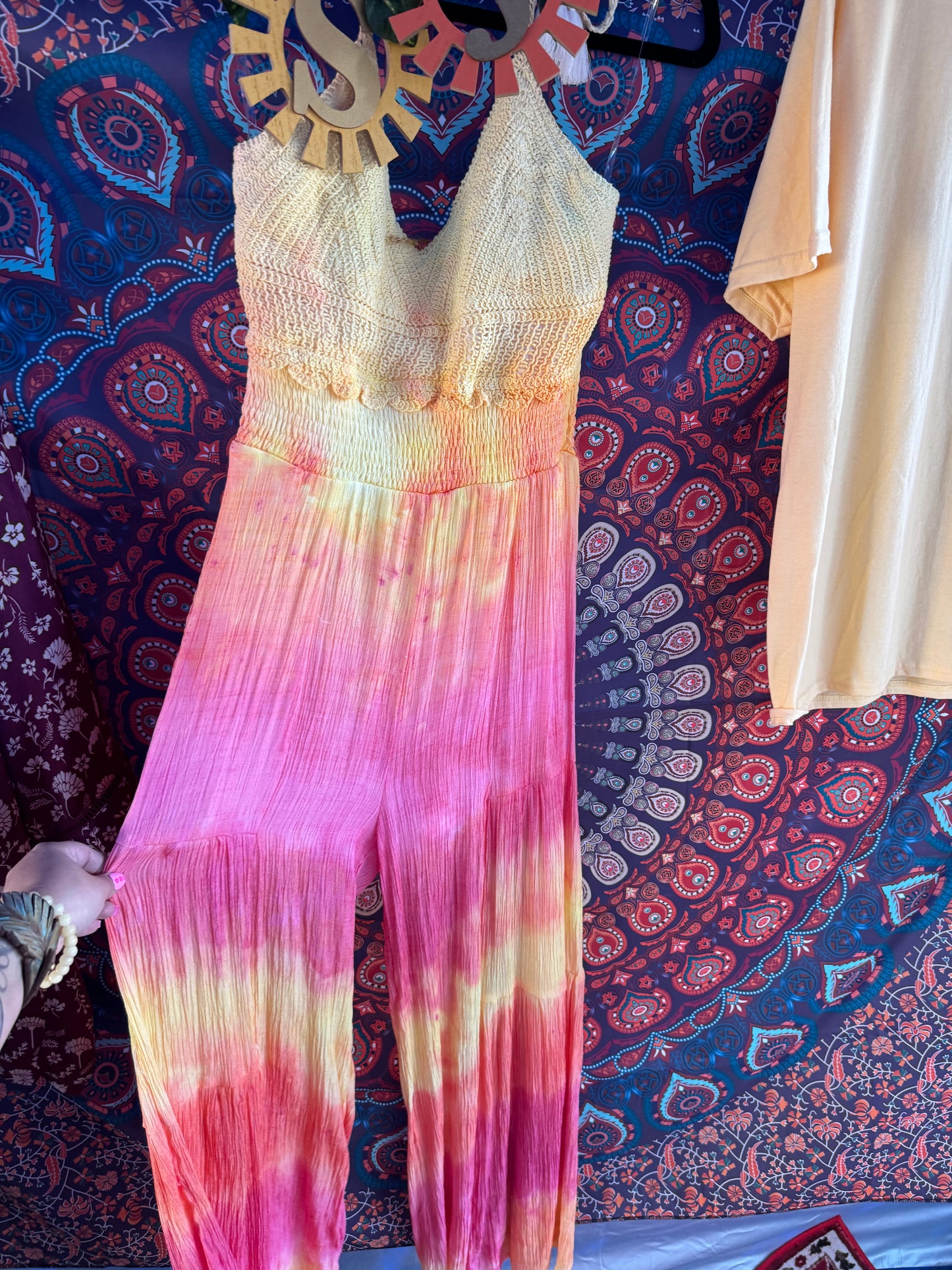 Halter Neck Crochet Wide Leg Jumpsuit (multiple colors)