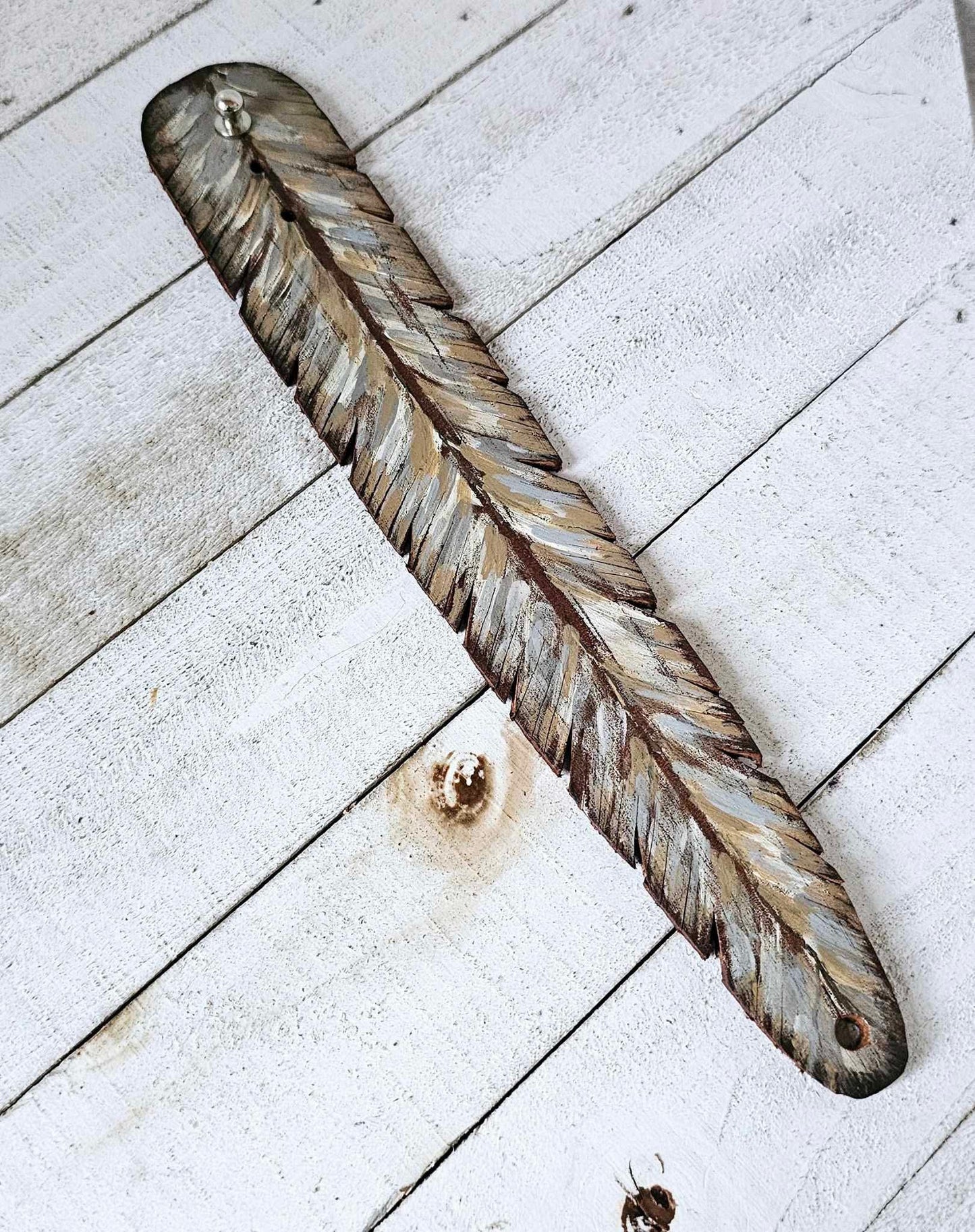 Neutral Feather Leather Cuff Bracelet