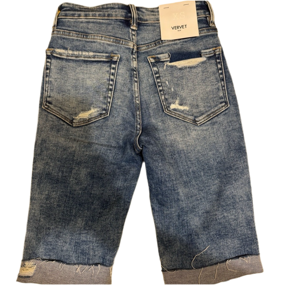 Distressed Blue Denim Shorts- Small