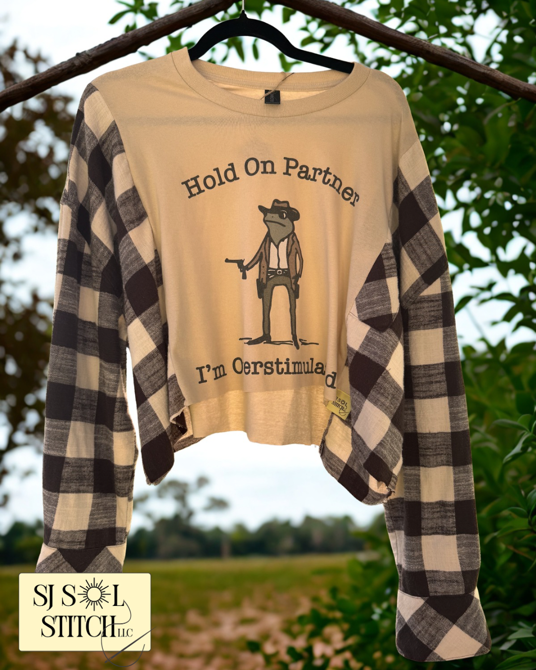 Frog Overstimulated Upcycled Flannel Tee — SJ Original