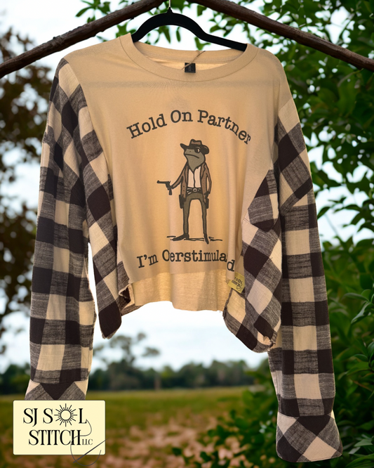 Frog Overstimulated Upcycled Flannel Tee — SJ Original