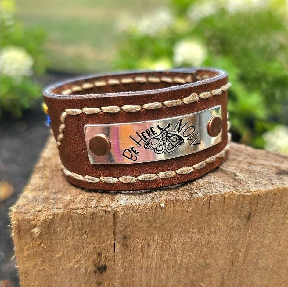 Be Here Now Leather Cuff Bracelet