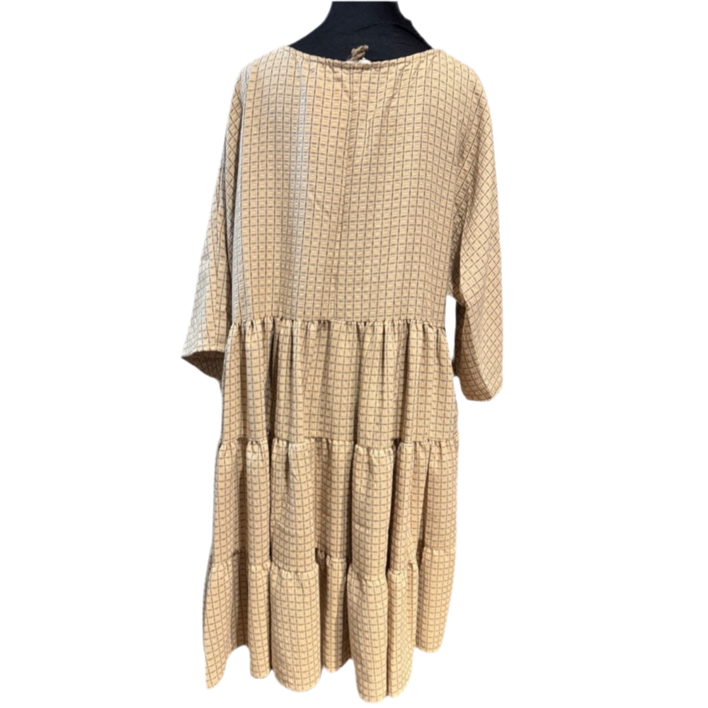 Tan Plaid Mid Dress women's XL-3XL
