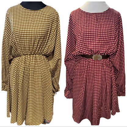 Plaid Flowy Mid Dress-Multiple Colors