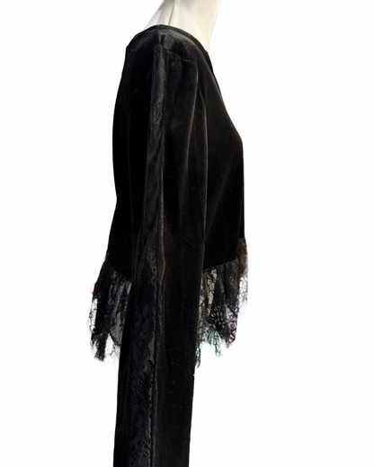 Elegant Velvet Lace Trim Blouse-Multiple Colors