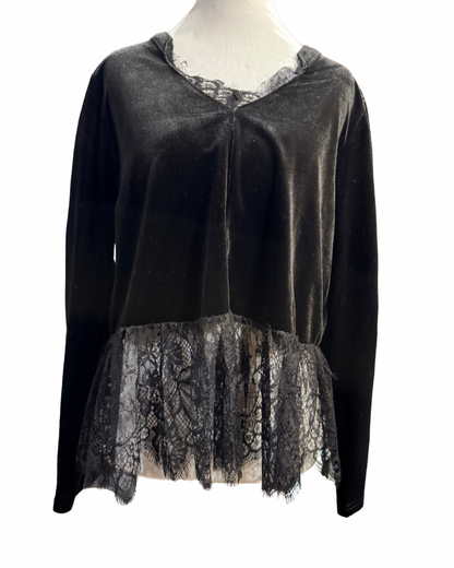 Elegant Velvet Lace Trim Blouse-Multiple Colors