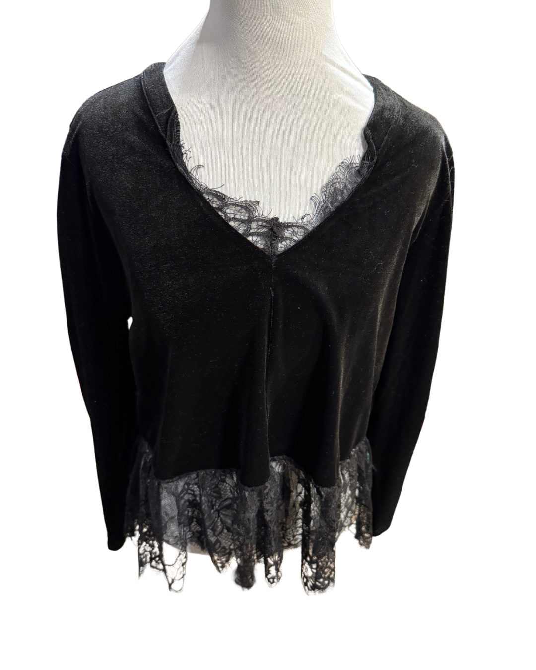Elegant Velvet Lace Trim Blouse-Multiple Colors
