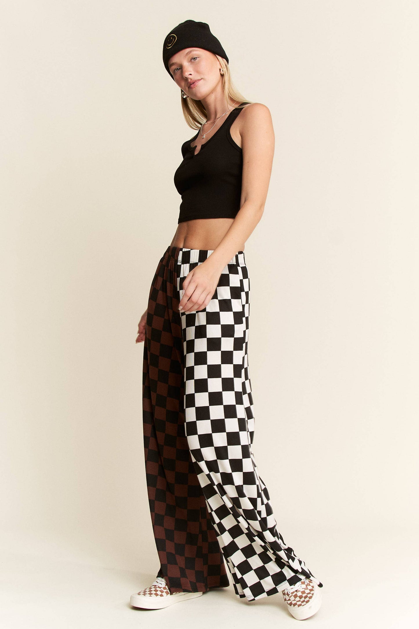 PLUS SIZE SPLIT DECISION CHECKERED PANTS