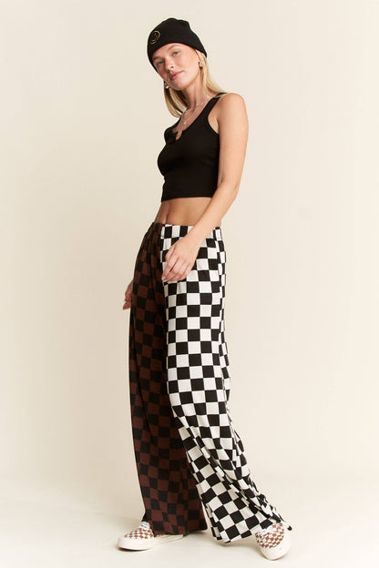 PLUS SIZE SPLIT DECISION CHECKERED PANTS