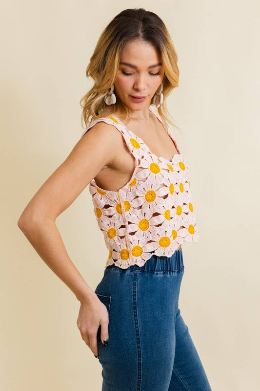 Cute Daisy Crochet Crop Top 🌼