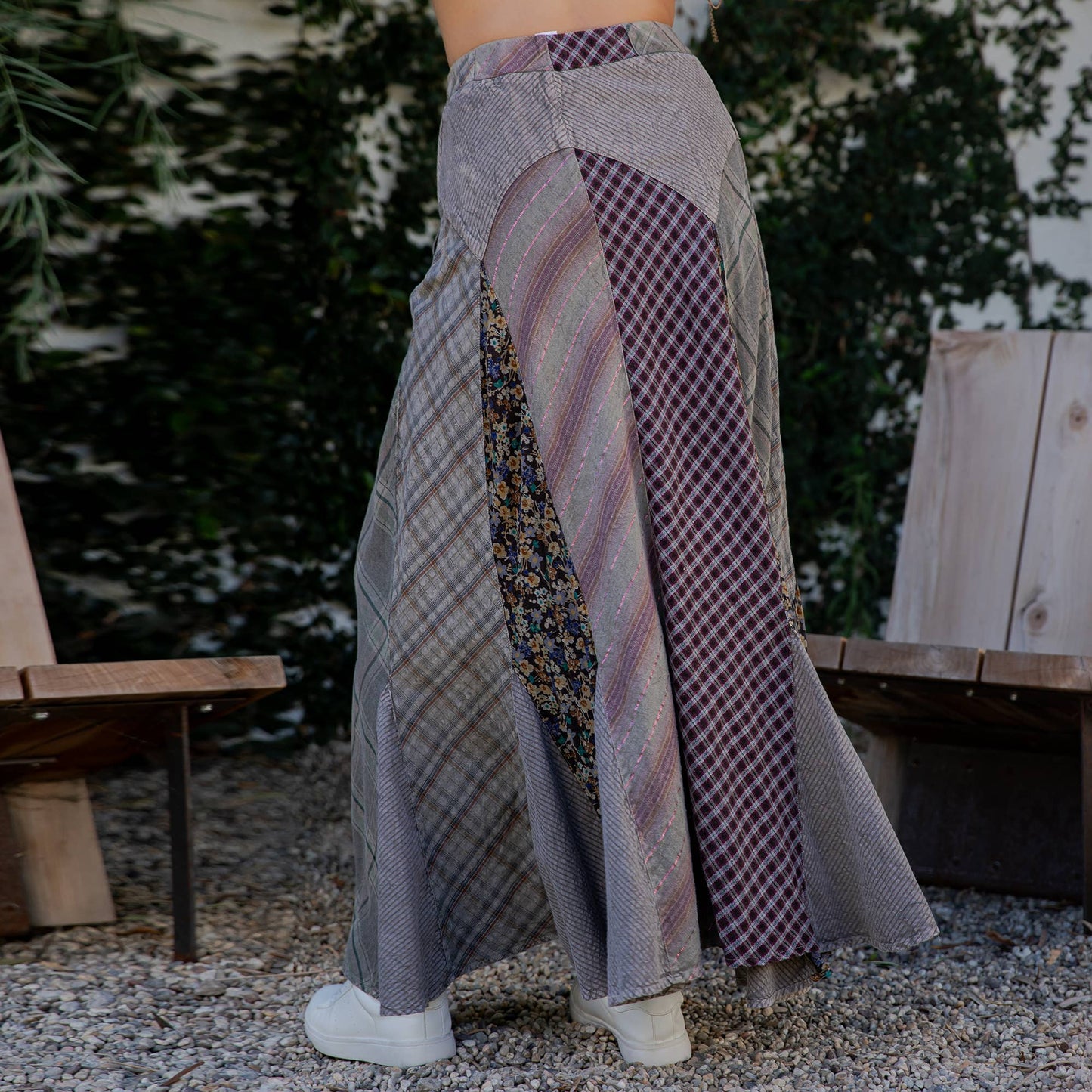 Boho Bias-Cut Prairie Maxi Skirt