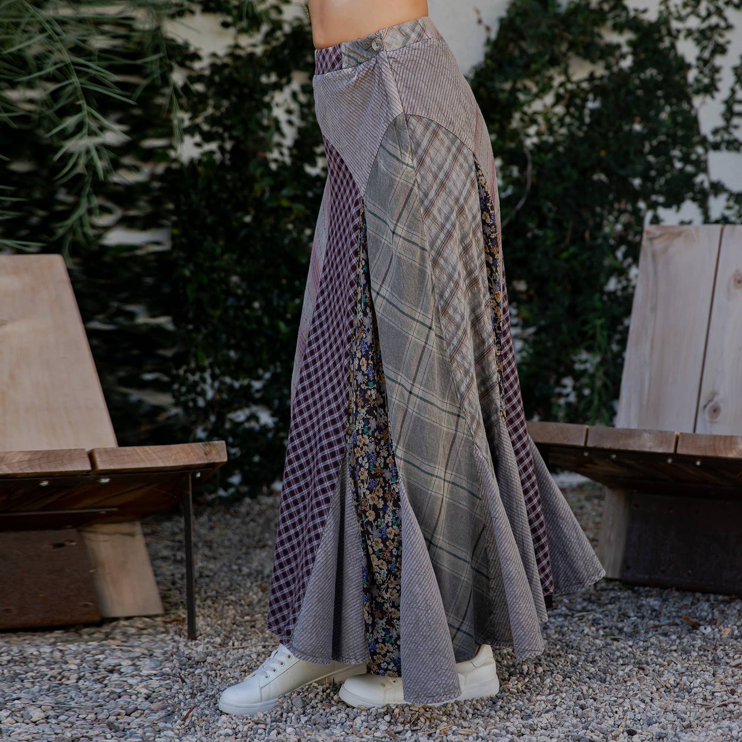 Boho Bias-Cut Prairie Maxi Skirt
