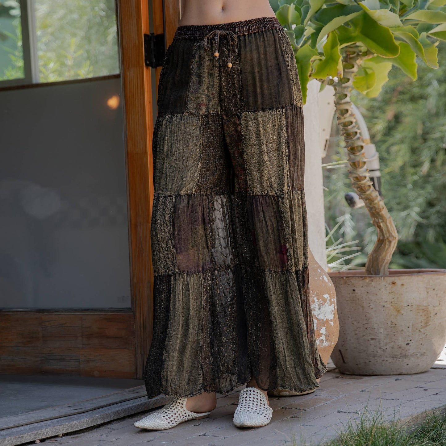 Patchwork Retro Revival Long Flared Pants (multiple options in regular size and plus)