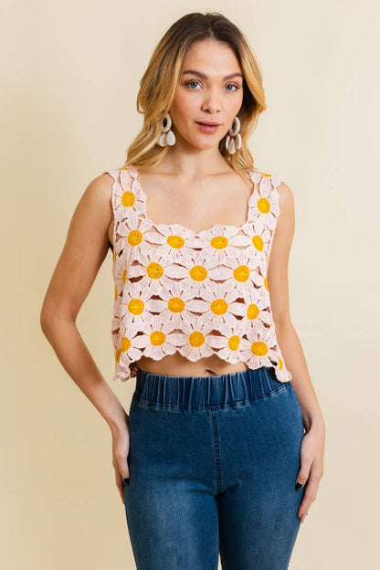 Cute Daisy Crochet Crop Top 🌼 - medium/large
